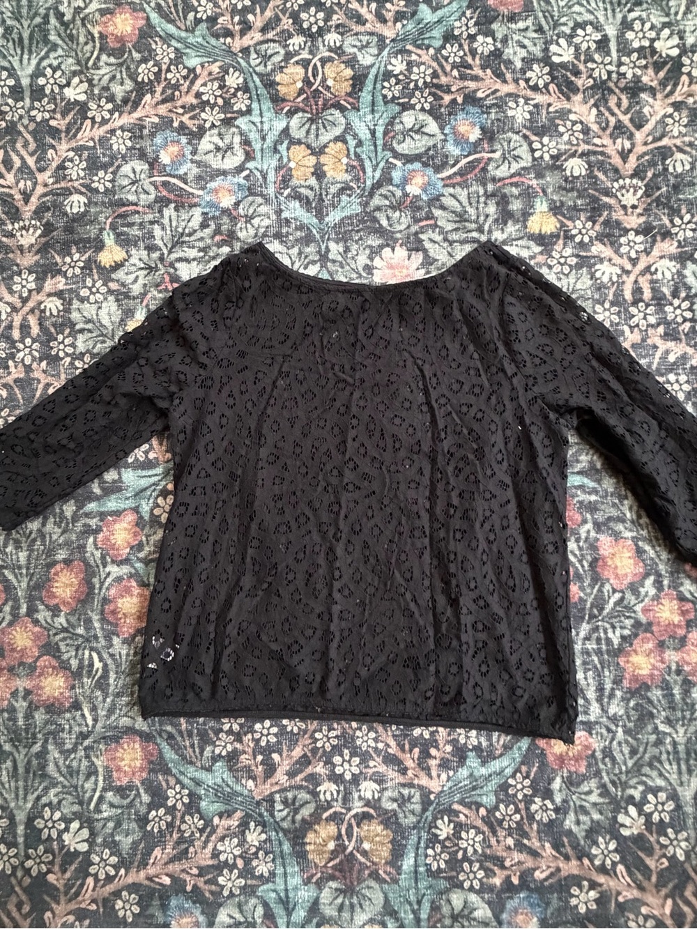 LOFT Black Lace Long-Sleeve Top